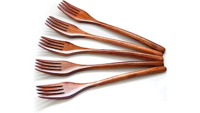 Juego de tenedores de madera para la cocina, son fáciles de usar y perfectos para comer pasta