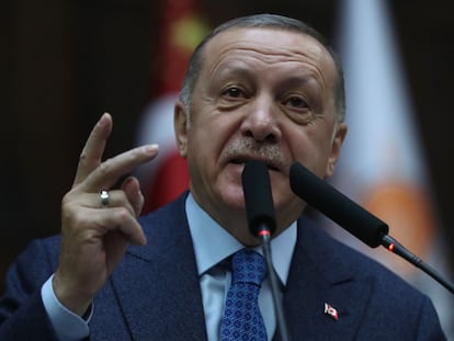 El presidente de Turquía, Recep Tayyip Erdogan, este miércoles en el parlamento turco.