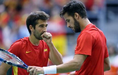 Marc y Fliciano L&oacute;pez, en el duelo ante Croacia.