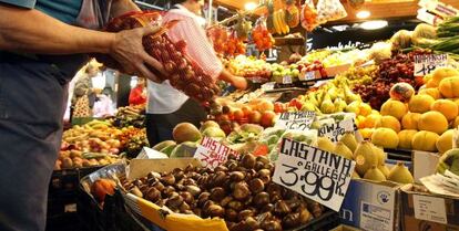 El mercado de la Boquería de Barcelona.