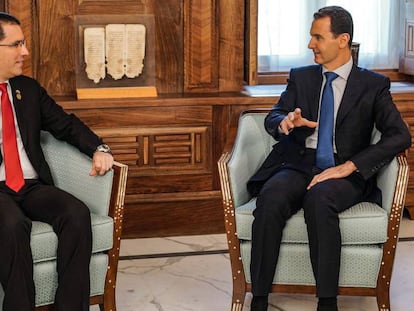 Jorge Arreaza junto al presidente sirio Bachar el Asad. 