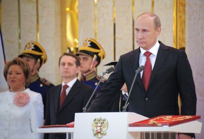 Vladimir Putin durante la jura de su cargo como presidente.