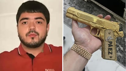 Carlos Páez Pereda y una de sus armas.