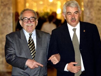 Gabriel Garc&iacute;a M&aacute;rquez y Pasqual Maragall, el 28 de abril de 2005, cuando el escritor colombiano regres&oacute; a Espa&ntilde;a.