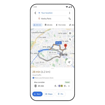 Transporte público en Google Maps