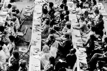 Delegadas en la Conferencia Mundial del Año Internacional de la Mujer, en Ciudad de México, el 19 de junio de 1975. 