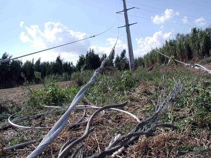 Sabotatge de la línia elèctrica de les Gavarres a l'altura de Llagostera (Gironès) el 2001.