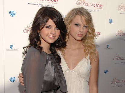 Selena Gomez and Taylor Swift at the premiere of 'Another Cinderella Story,' starring the actress, in Los Angeles, California, in September 2008.