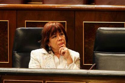 La ministra de Medio Ambiente, Cristina Narbona, durante el debate de la reforma del Plan Hidrológico.