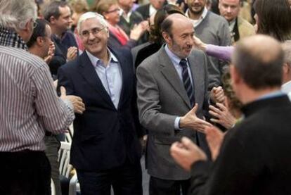 Rubalcaba y Barreda, durante un acto del PSOE en Guadalajara