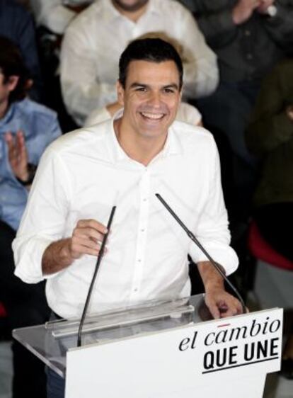 Pedro Sánchez, ahir a Saragossa.