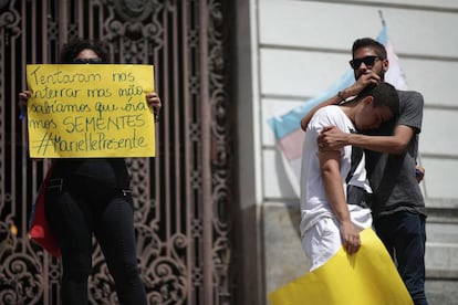 Ato de repúdio ao assassinato de Marielle e Anderson no Rio.