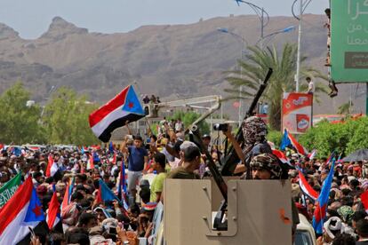 Partidarios de los separatistas, el 15 de agosto en Adén.