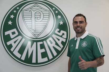 O meia-atacante Bruno César, emprestado pelo Benfica para o Palmeiras.