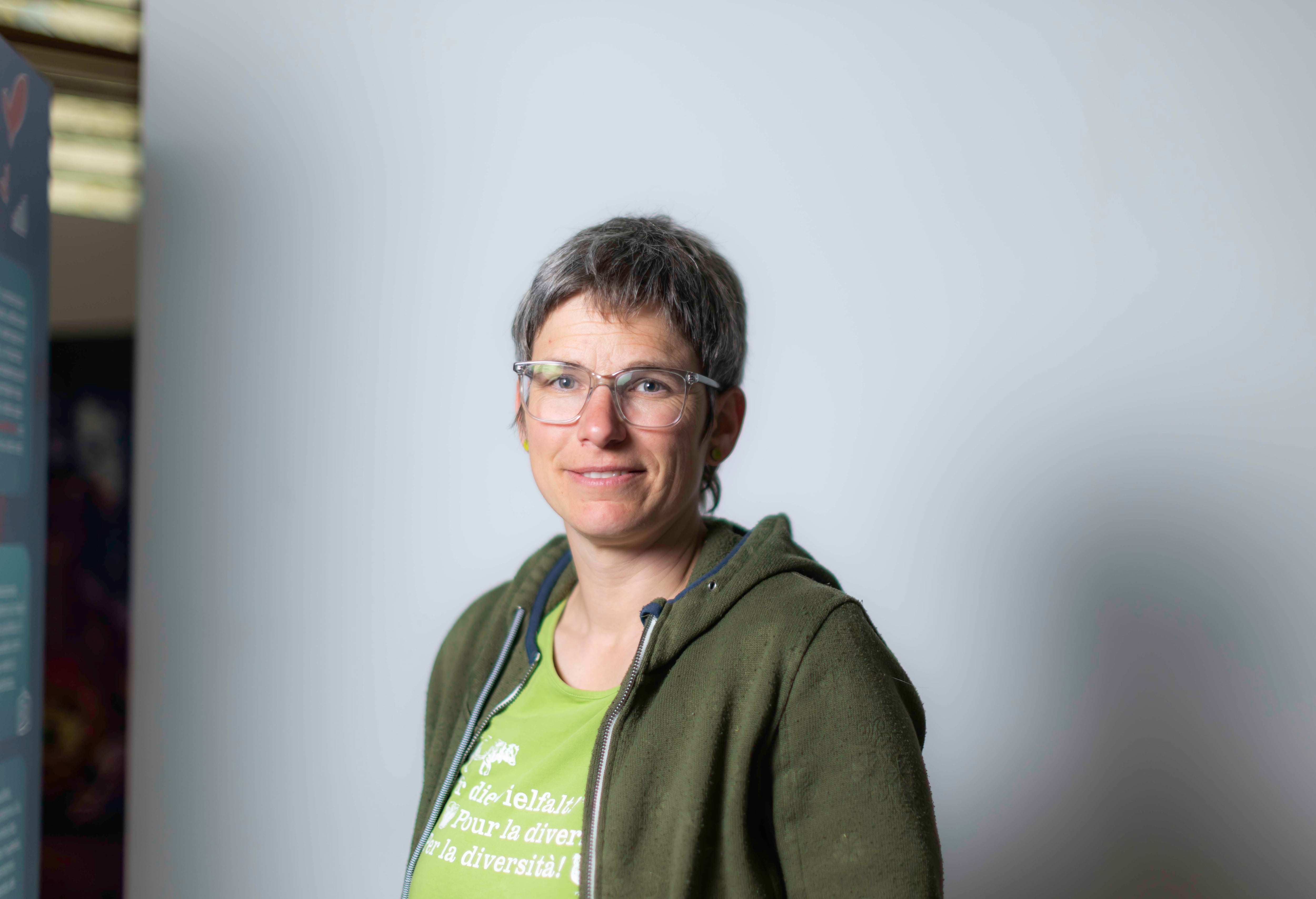 Julia Patzen, pastora de los Alpes Suizos durante el primer Encuentro Europeo de Mujeres Ganaderas y Pastoras, en Madrid.