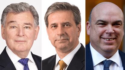 Tres de los seis desaparecidos en Italia. Desde la izquierda: Jonathan Bloomer, presidente no ejecutivo de Morgan Stanley International; Chris Morvillo, abogado del bufete Clifford Chance; y Mike Lynch, magnate británico.