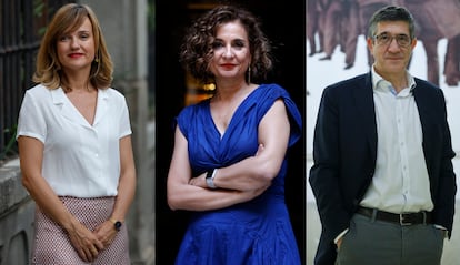 Pilar Alegría, María Jesús Montero y Patxi López.