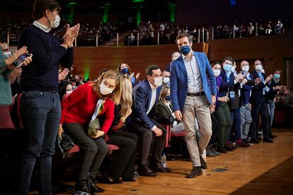 El líder del Partido Popular, Pablo Casado, en el Congreso del PP Andalucía, este domingo en Granada.