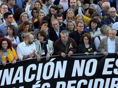 Quim Torra, en la cabecera de la manifestación en Madrid.