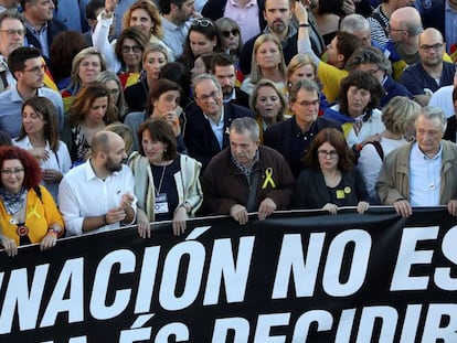 Quim Torra, en la cabecera de la manifestación en Madrid.