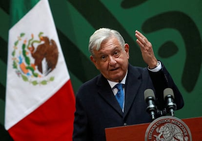 Mexico's President Andres Manuel Lopez Obrador speaks during a news conference at the Old City Hall (Antiguo Palacio del Ayuntamiento), in Mexico City, Mexico January 20, 2023.