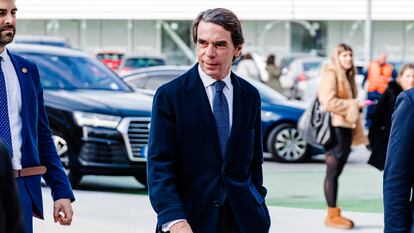 El expresidente del Gobierno José María Aznar llegaba, a principios de febrero, a la Universidad Francisco de Vitoria, en Pozuelo de Alarcón (Madrid).