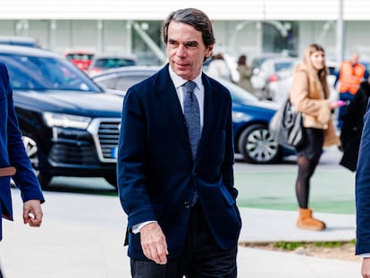 El expresidente del Gobierno José María Aznar llegaba, a principios de febrero, a la Universidad Francisco de Vitoria, en Pozuelo de Alarcón (Madrid).