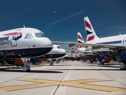 Aviones de British Airways en el aeropuerto Adolfo Suárez Madrid-Barajas, el mes pasado.