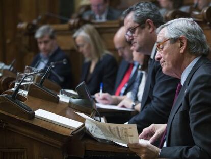 Xavier Trias, el alcalde de Barcelona, en el pleno municipal.