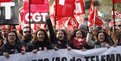 Manifestación en Madrid en reivindicación del convenio de telemarketing en noviembre de 2016