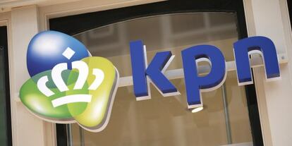 Logotipo de KPN en una tienda en &Aacute;msterdam.