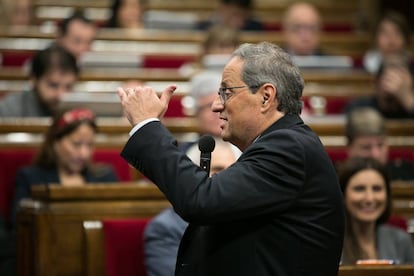 Quim Torra, este miércoles, en el pleno del Parlamento catalán.