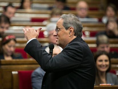 Quim Torra, este miércoles, en el pleno del Parlamento catalán.