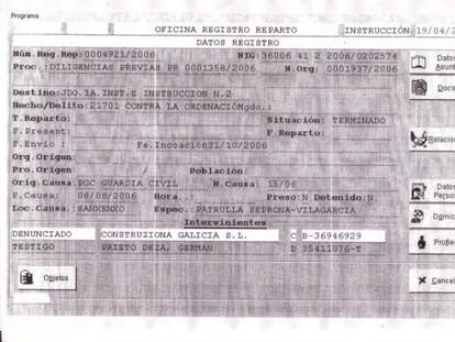Captura de los ordenadores del juzgado de Cambados en la que el caso consta como "terminado".