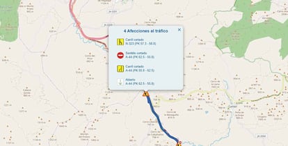 Incidencia en el mapa oficial de la DGT