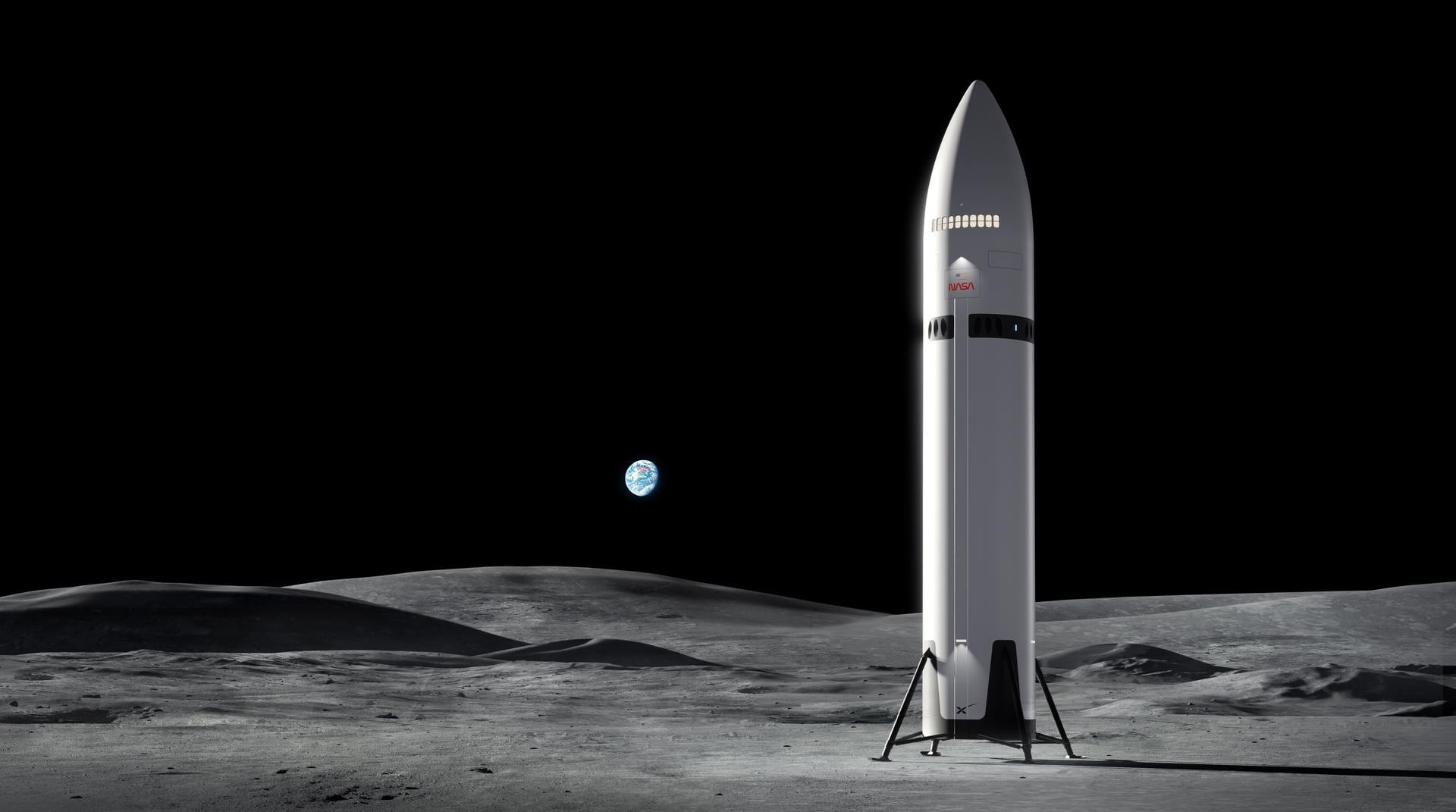 These artist’s concepts show SpaceX’s Starship Human Landing System (HLS) on the Moon. NASA is working with SpaceX to develop Starship HLS to carry astronauts from lunar orbit to the Moon’s surface and back for Artemis III and Artemis IV.