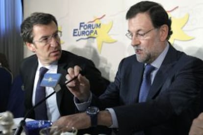 El líder del PP, Mariano Rajoy, y el presidente de la Xunta de Galicia, Alberto Núñez Feijóo.