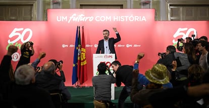 Pedro Nuno Santos, tras el discurso por su victoria en las primarias socialistas este sábado en Lisboa.
