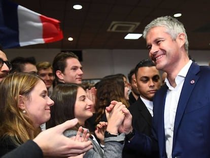 El candidato a la presidencia de Los Republicanos, Laurent Wauquiez, el lunes en Marsella.