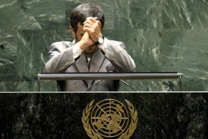 El presidente iraní, Mahmud Ahmadineyad, durante su intervención en Naciones Unidas.
