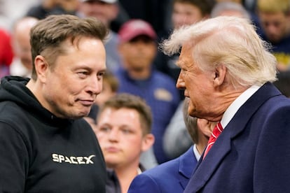 Elon Musk y Donald Trump, el mes pasado en un combate de lucha libre en Filadelfia (Pensilvania).