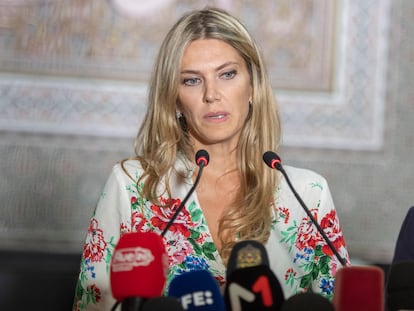 Eva Kaili, durante una rueda de prensa en Rabat (Marruecos), el 10 de octubre.