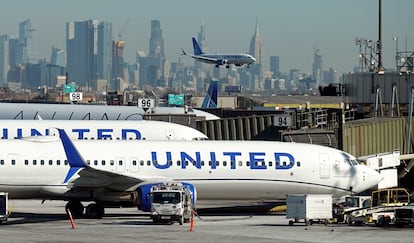 Aviones de United Airlines, el 27 de enero en el aeropuerto de Newark.