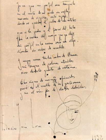 El soneto manuscrito de Lorca que sale a subasta.