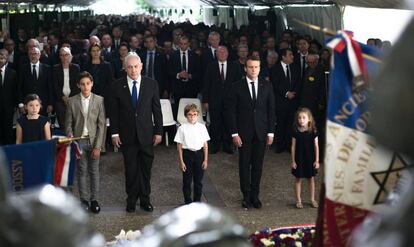 Netanyahu y Macron en la ceremonia de conmemoraci&oacute;n de las v&iacute;ctimas del Vel&oacute;dromo de Invierno en Par&iacute;s este domingo.
 
 