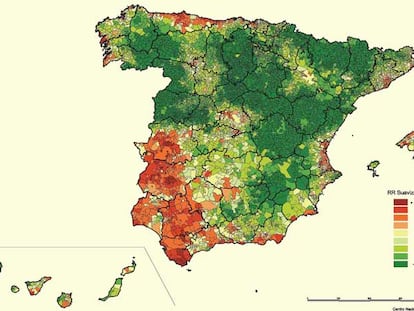 Mapa de España sobre la incidencia del cáncer de pulmón