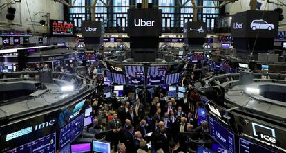 La Bolsa de Nueva York en el estreno de Uber