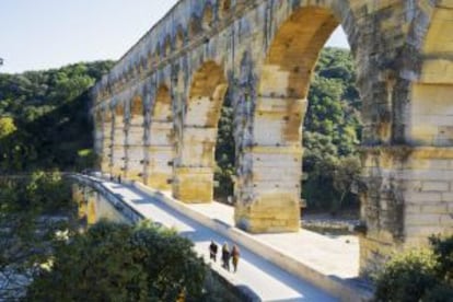 Acueducto romano de Pont du Gard, en la Provenza (Francia).