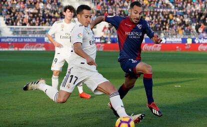 Lucas Vázquez, en el partido frente al Huesca. 