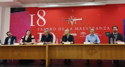 Los responsables de la producción de 'Il Trovatore', durante la presentación.